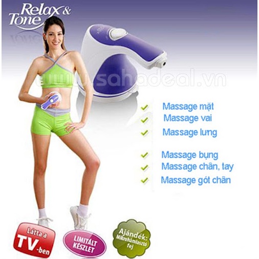 SỐC SALE [ BH - 1 Đổi 1 ] Máy Massage Cầm Tay Relax &amp; Spin Tone 5 Đầu  máy massage mặt,  bụng Model A781. .