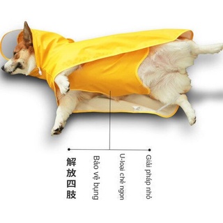 Áo Mưa Cho Thú Cưng Chống Thấm Nước Bốn Lớp Che Bụng Che Phủ Toàn Diện Hình Chó Shiba Inu Corgi Đặc Biệt Bốn Lớp Chống Nước Mùa Thu Và Đông