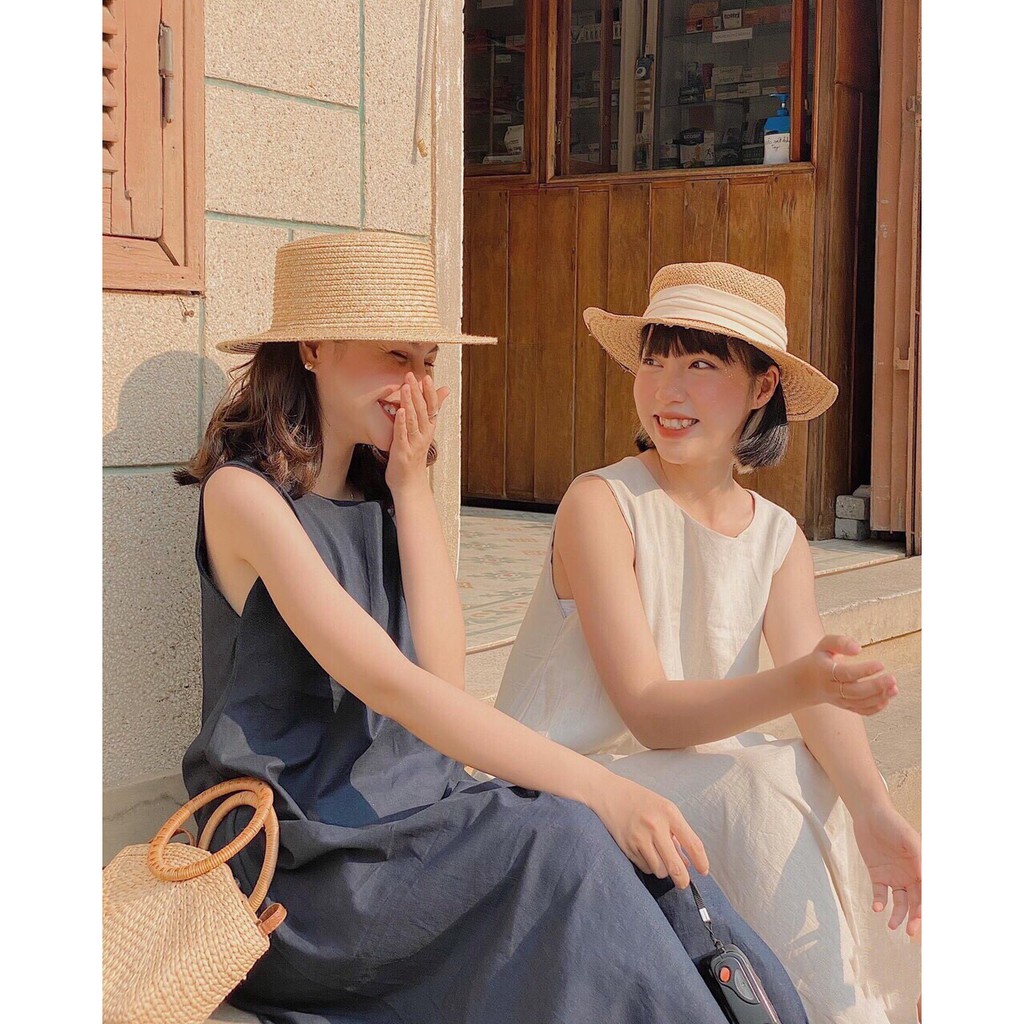 Váy Tanktop Ba Lỗ Xẻ Tà  Đầm đũi maxi dáng suông trơn màu TRẮNG | Xanh Than cá tính Ulzzang