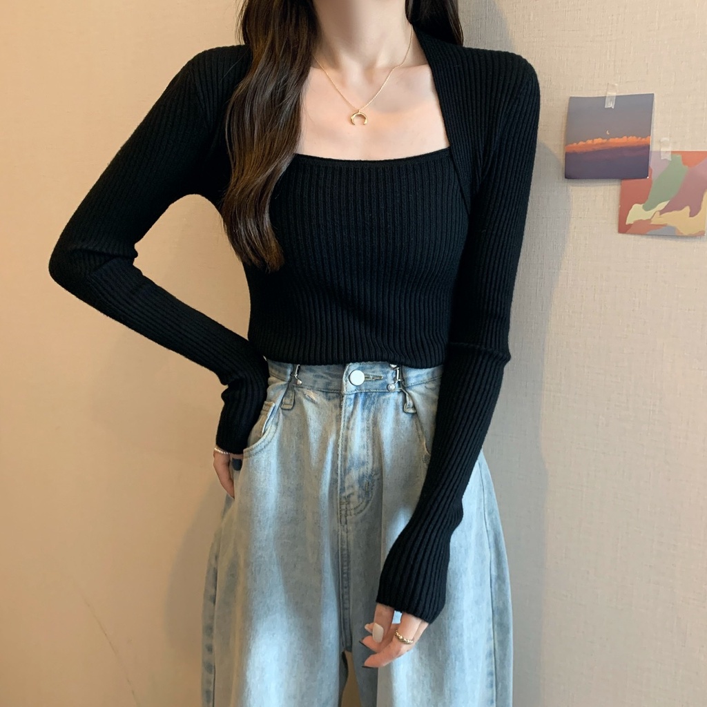 [Có sẵn] [Có ảnh video thật] Áo len cổ vuông áo len chất mịn A115 | BigBuy360 - bigbuy360.vn