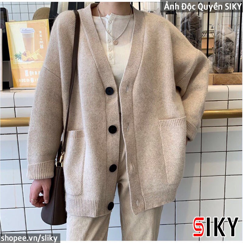 Áo Khoác Cardigan Len Dệt Kim Cổ Chữ V Màu Trơn Xinh Xắn Cho Nữ | BigBuy360 - bigbuy360.vn