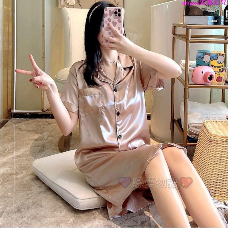 💜Câu chuyện tình yêu💖Đầm ngủ tay ngắn dáng rộng màu sắc thời trang mùa hè quyến rũ cho nữ