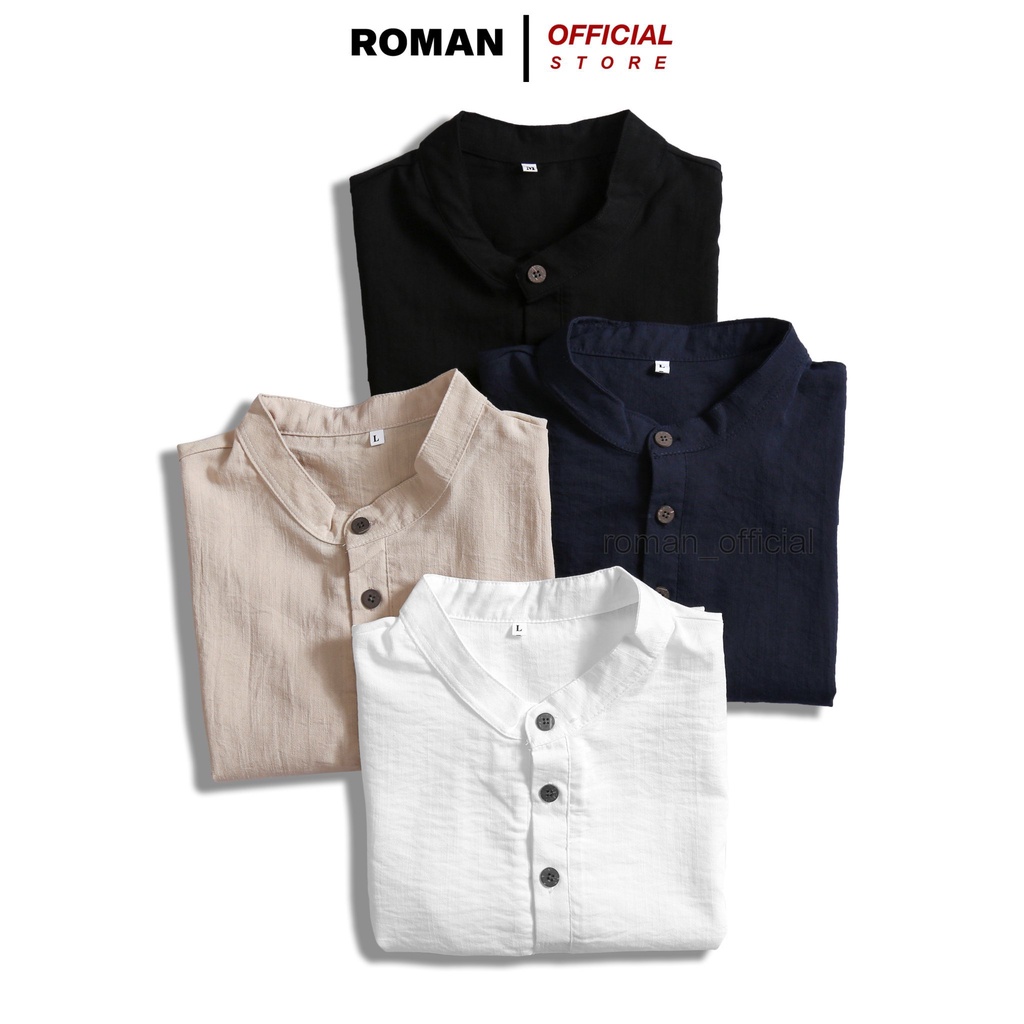 Áo Đũi Nam Cổ Tàu Cộc Tay Hàng Đẹp Thoáng Mát Dễ Chịu ROMAN AD01