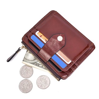 Men Women Vogue Vintage Wax Oil Skin Wallet Anti-Magnetic Card Holders KNTR