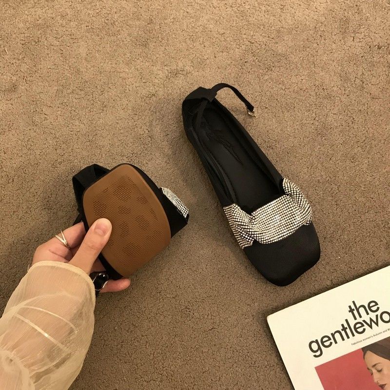 Oeteo Giày Búp Bê Đế Thấp Đính Đá Thời Trang Dành Cho Nữ