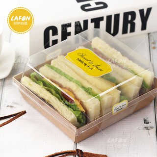 Bộ 10 Hộp Giấy Kraft Hình Vuông Dùng Đựng Bánh Mì/Bánh Mì Tiện Lợi