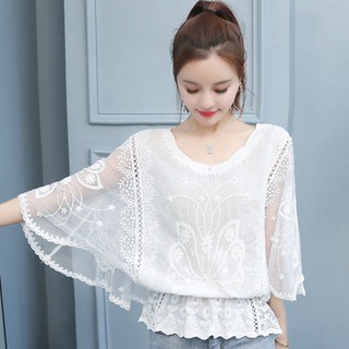 Áo ren tiểu thư tay cánh dơi