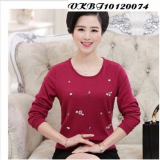 Áo len thu đông cho  người trung niên thêu hoa