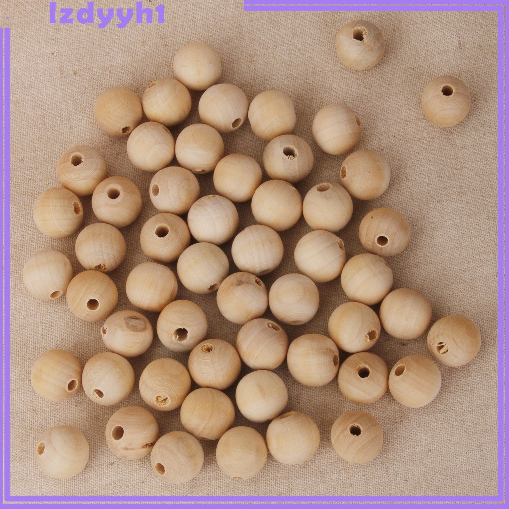 Set 50 Hạt Gỗ Tròn Tự Nhiên Dùng Làm Trang Sức Diy