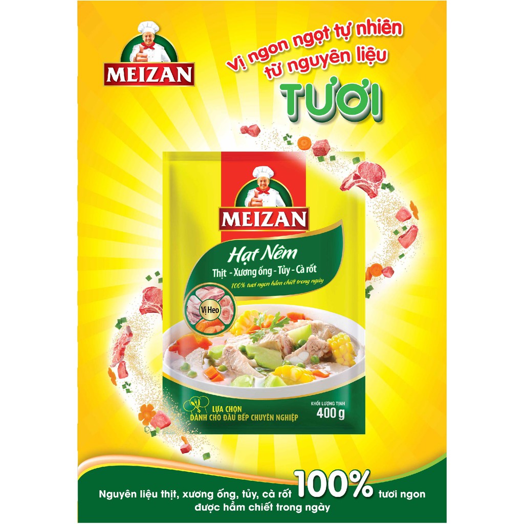 Hạt Nêm Meizan Thịt - Xương Ống - Tủy - Cà Rốt - Vị Heo 400g