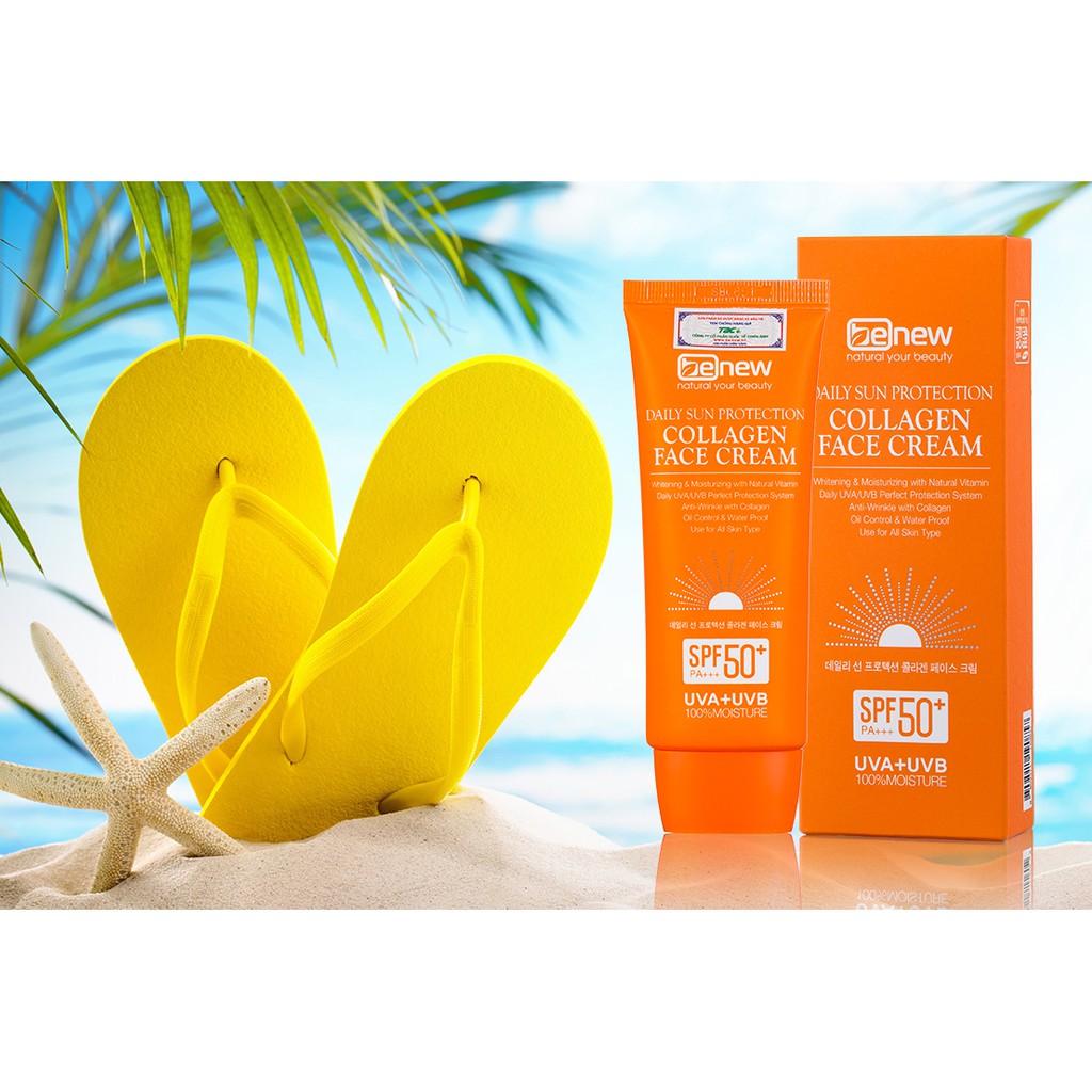 Kem chống nắng trắng da Collagen Benew Face Sun Cream Spf 50pa+++ Hàn quốc cao cấp 70ml/Hộp