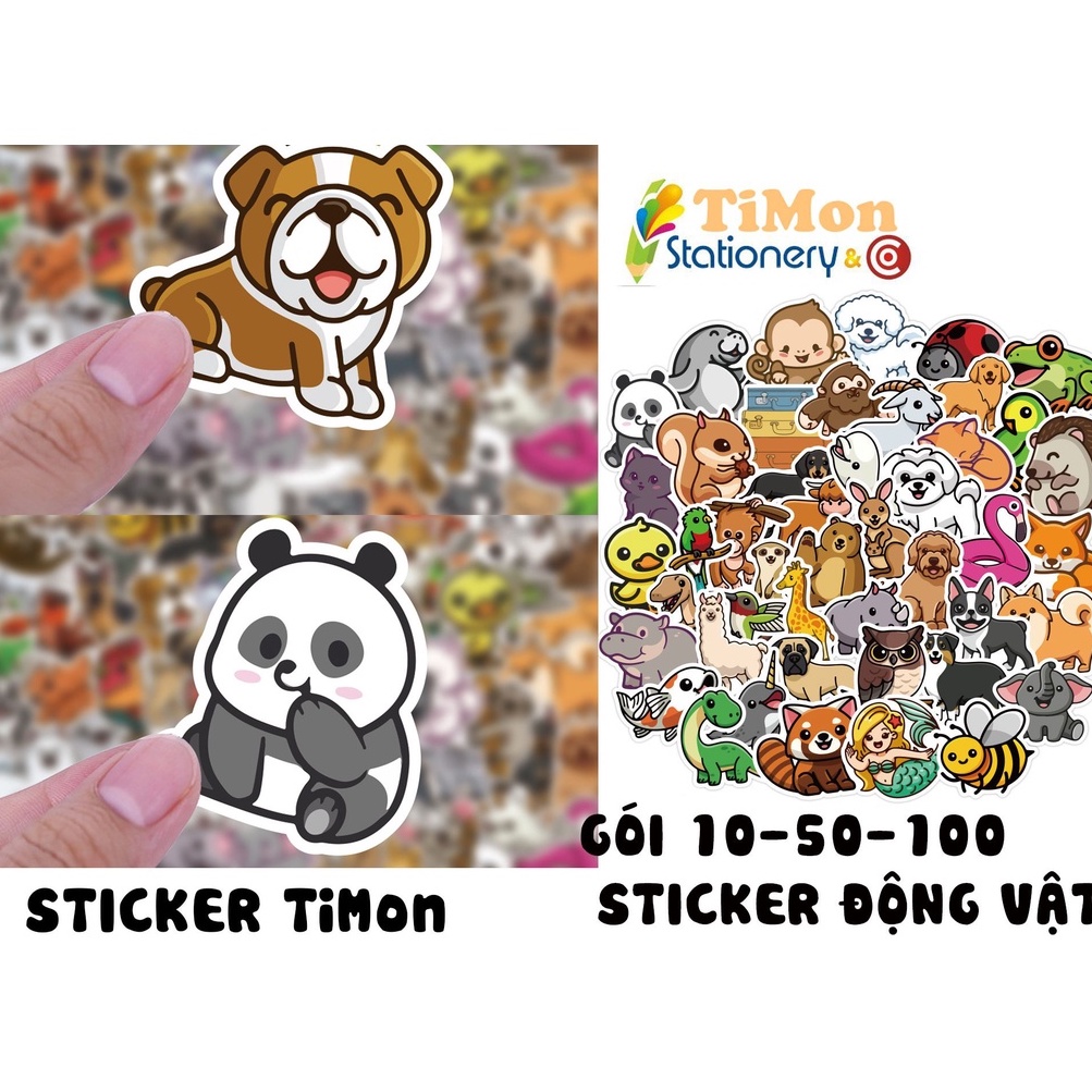 Sticker động vật cute giá rẻ TiMon hình dán dễ thương nhãn dán màu đậm ...