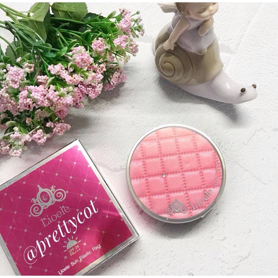 PHẤN NÉN CHỐNG NẮNG CÓ NHŨ - Phấn nén có nhũ Lioele  Sun Elastic Pact 26 PA+++ - Mỹ phẩm Vikos