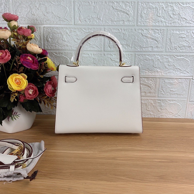 Túi xách Hermes kelly super màu trắng size 25cm (có sẵn)