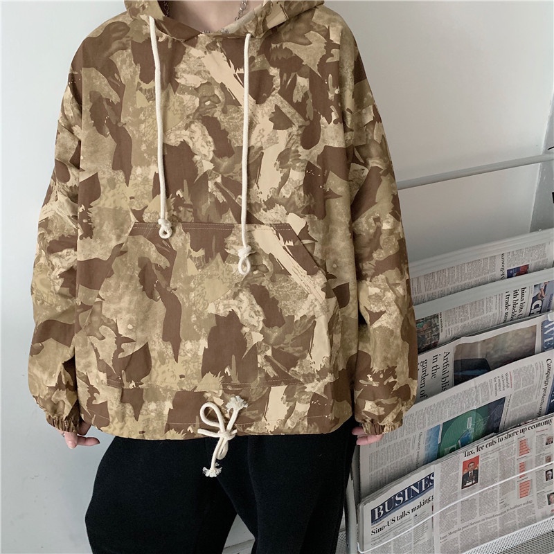 【ZHELIHANGFEI】Áo Hoodie Tay Dài Dáng Rộng Họa Tiết Rằn Ri Cá Tính Thời Trang