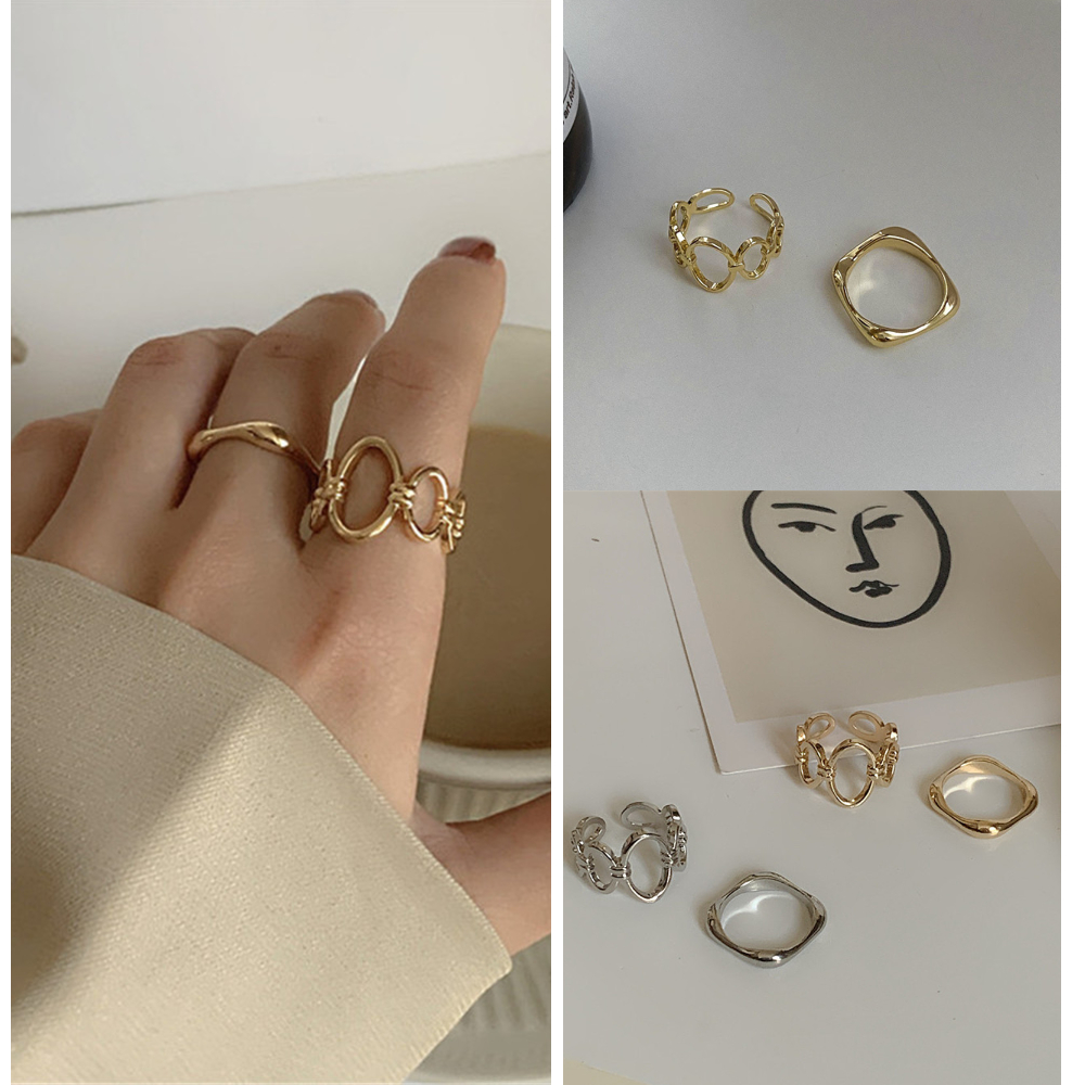 Set 2 nhẫn đeo tay thiết kế đơn giản thời trang cho nữ