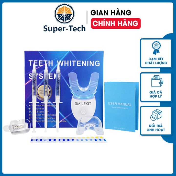 Máy Làm Trắng Răng Smile Kit, Nguyên Liệu Từ Thiên Nhiên An Toàn Hiệu Quả- Bộ Kit Tẩy Trắng Tại Nhà Giúp Răng Trắng Sáng