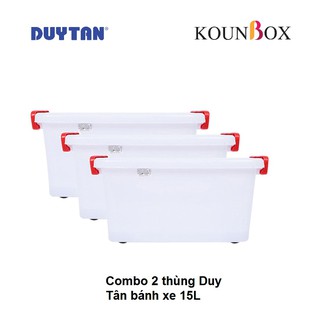 Combo 3 Thùng Nhựa Duy Tân Có Bánh Xe 15L