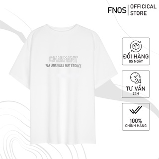 Áo thun tay lỡ cao cấp oversize charmant màu trắng chất cotton pha poly mềm mịn Fnos