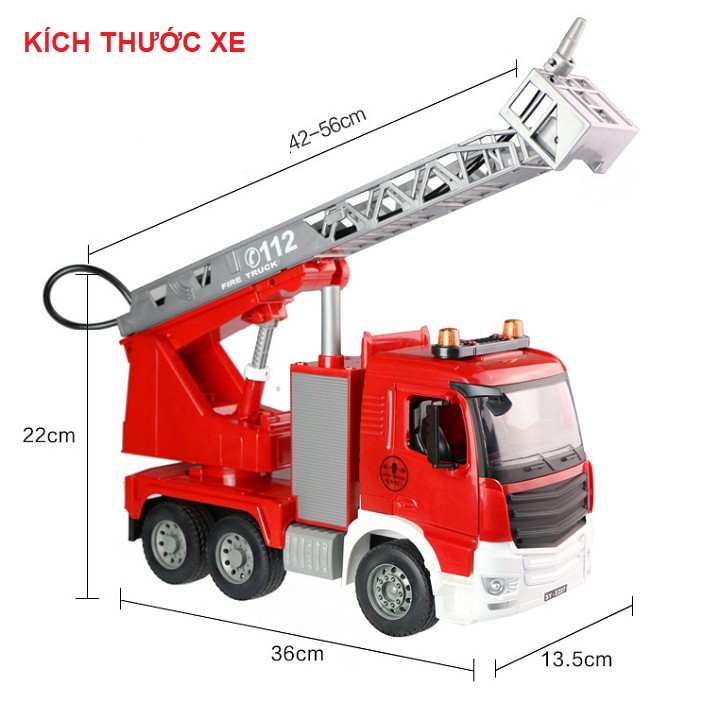 Ô tô cứu hỏa cỡ lớn đồ chơi trẻ em mô hình xe phun được nước thật có cầu thang rút