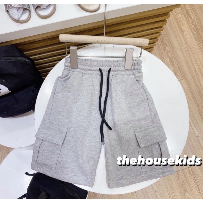 Quần Đùi Bé Trai Quần Short Trẻ Em Cao Cấp THE HOUSE KIDS Ghi Dây Đen