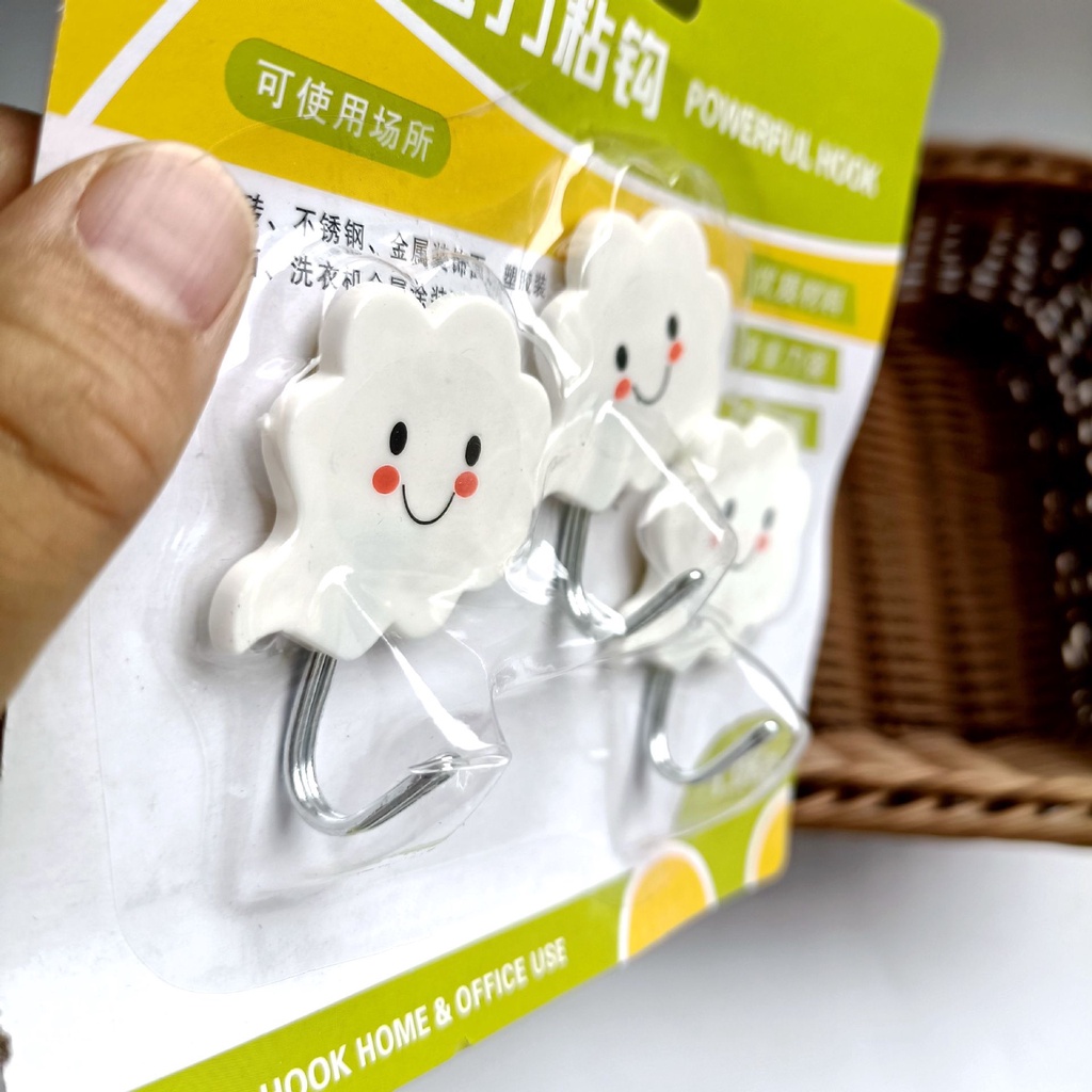 Set 6 - 3 móc treo đồ dùng dán tường nhiều hình - đám mây nhựa dễ thương