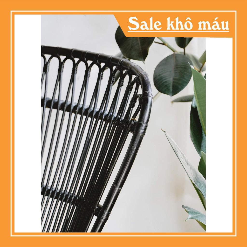 [Giá Nhập Kho] ghế mây lưng cao Armchair đen [FREESHIP] trang trí quán cafe, phòng khách, ban công khách sạn