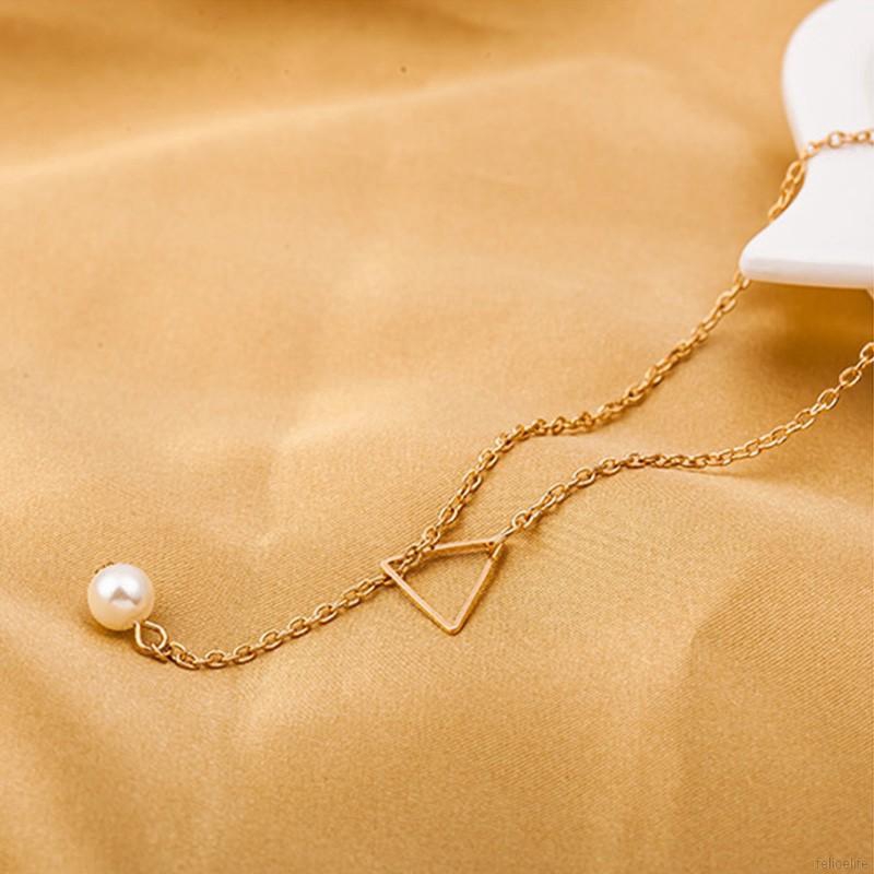 Dây chuyền ngọc trai hình tam giác đơn giản có thể điều chỉnh kích cỡ