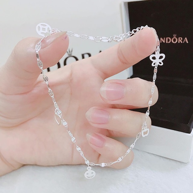 Lắc chân bạc ta mix hoa văn siêu xinh LC0309