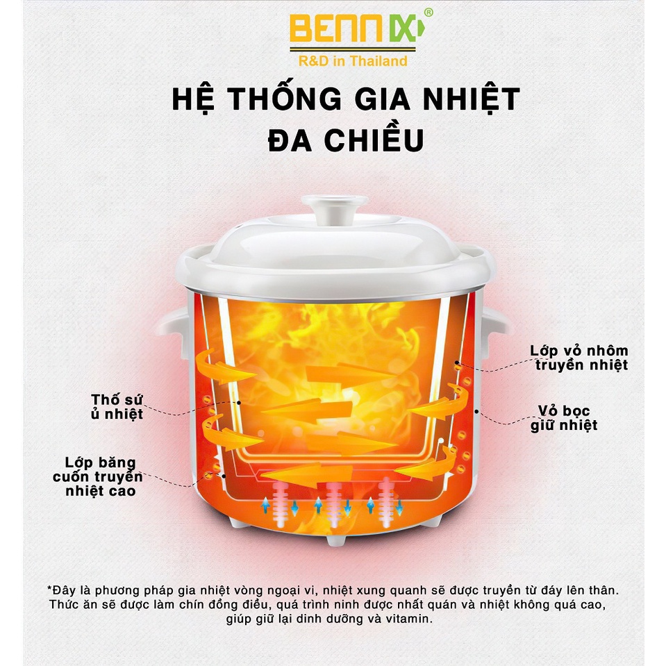 Nồi nấu chậm đa năng Bennix 4L hầm gà nguyên con