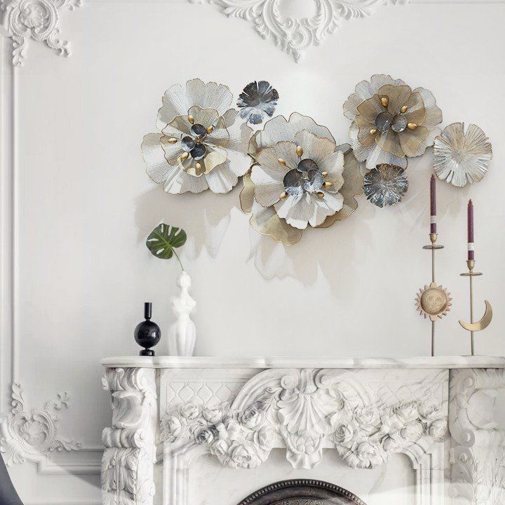 Tranh sắt phù điêu hình hoa treo tường nghệ thuật độc đáo trang trí phòng khách - phòng ngủ - thiết kế căn hộ cao cấp