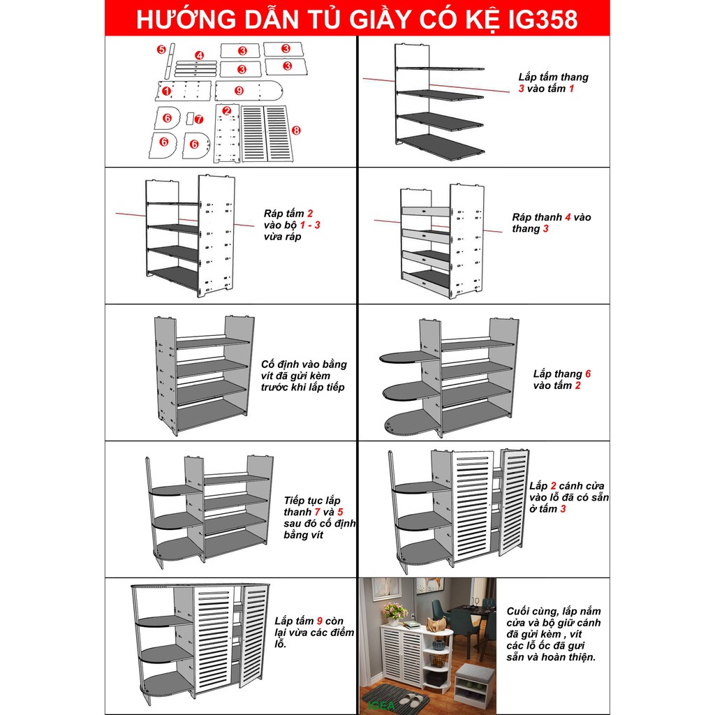 Tủ Giầy Đa Năng Có Kệ IG358