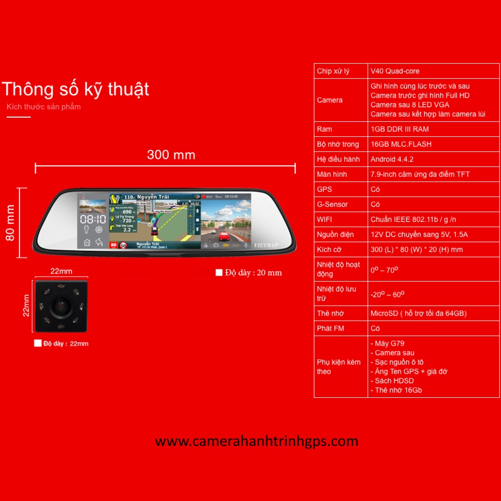 [Miễn Phí Lắp Đặt] Camera hành trình Vietmap G79