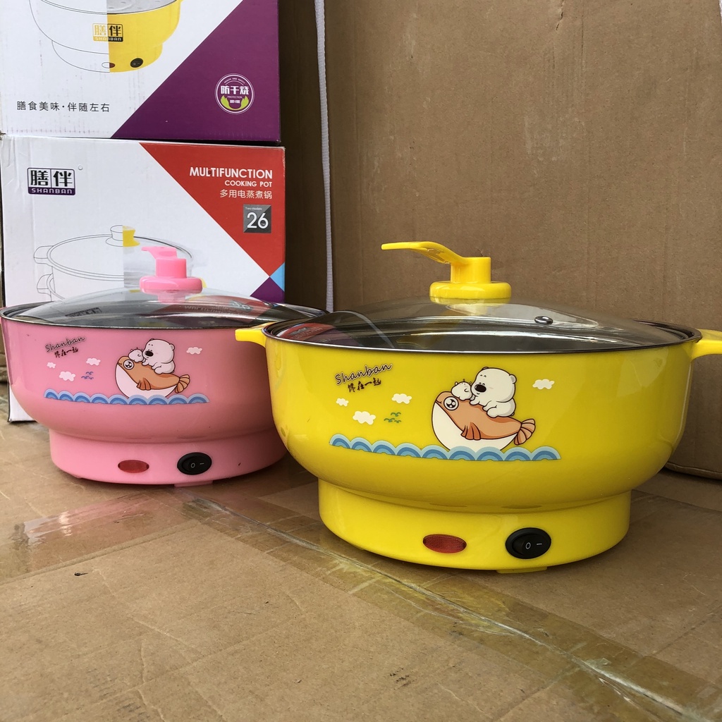 Nồi Lẩu Đa Năng - Nấu Ăn, Nấu Lẩu Mini, Nồi Nẩu Lẩu Điện Size 28cm , Bảo Hành 1 Tuần
