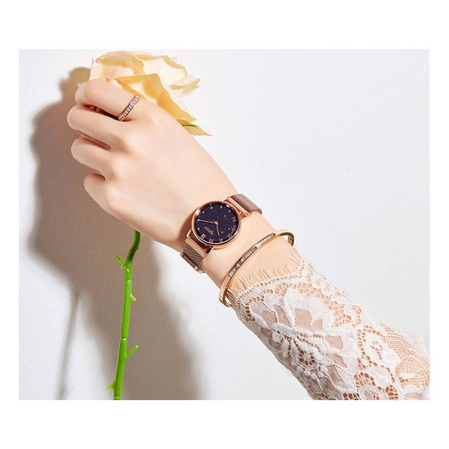 Đồng hồ nữ JS-037A kính sapphire dây nam châm Julius Hàn Quốc (đồng xanh)