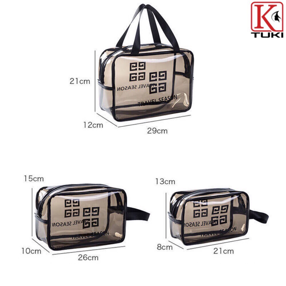 Bộ 3 túi đựng mỹ phẩm trong suốt chống nước