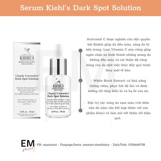 Serum Kiehl's Clearly Corrective Dark Spot Solution sáng da mờ thâm nám