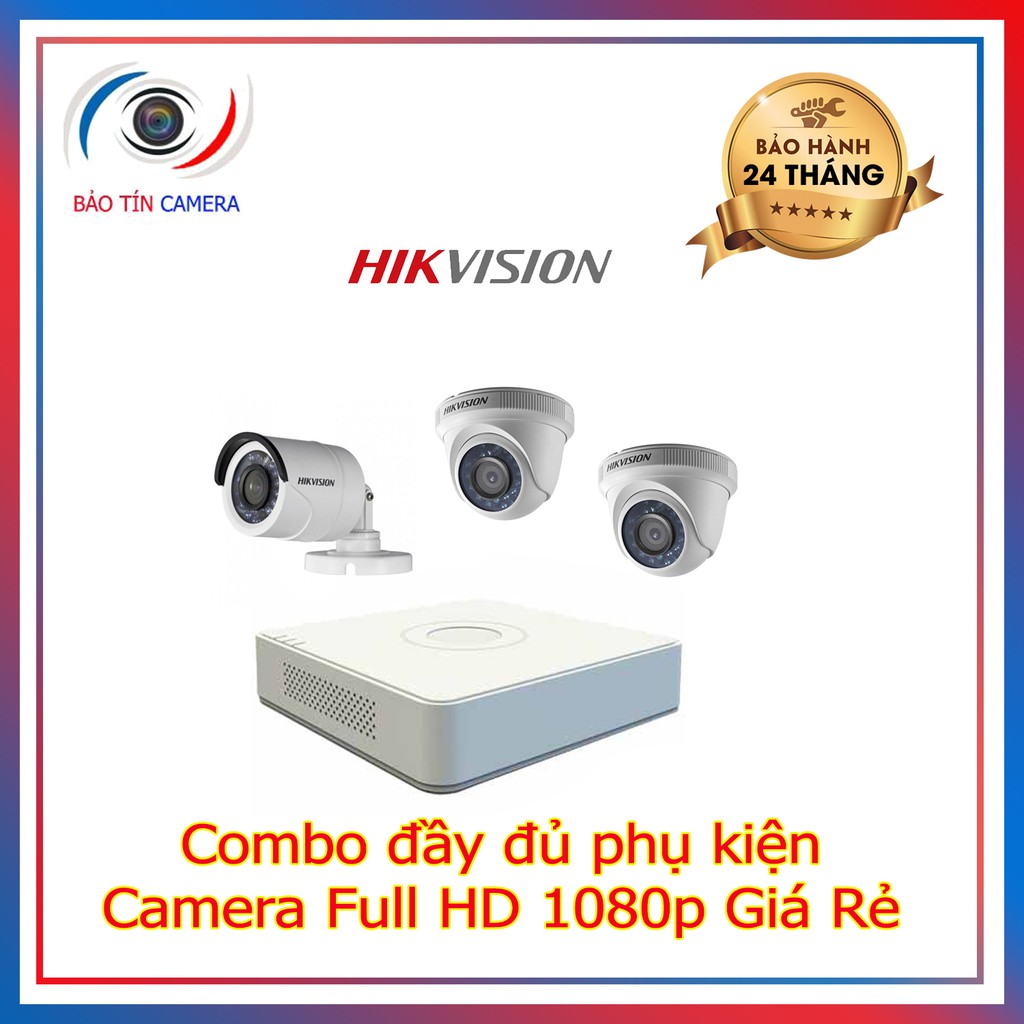 Trọn Bộ 3 Camera Quan Sát Hikvision 2.0 megapixel Full HD 1080P Giá Rẻ