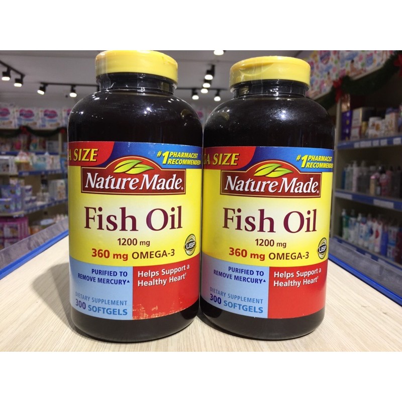 [HSD 12/2024] Viên uống Dầu Cá Nature Made Fish Oil 1200mg Omega 3 cúa Mỹ 200 viên