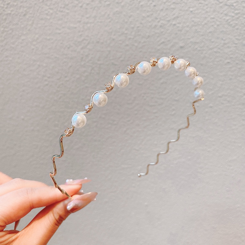 Korean Pearl Headband Simple and Sweet Lady's Wave Hairband