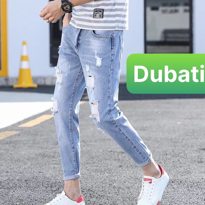 QUẦN JEAN NAM RÁCH ĐẸP, QUẦN BÒ DÀY DẶN CO GIÃN CHẤT VẢI THOÁNG MỊN- DB 1900- DUBATI FASHION