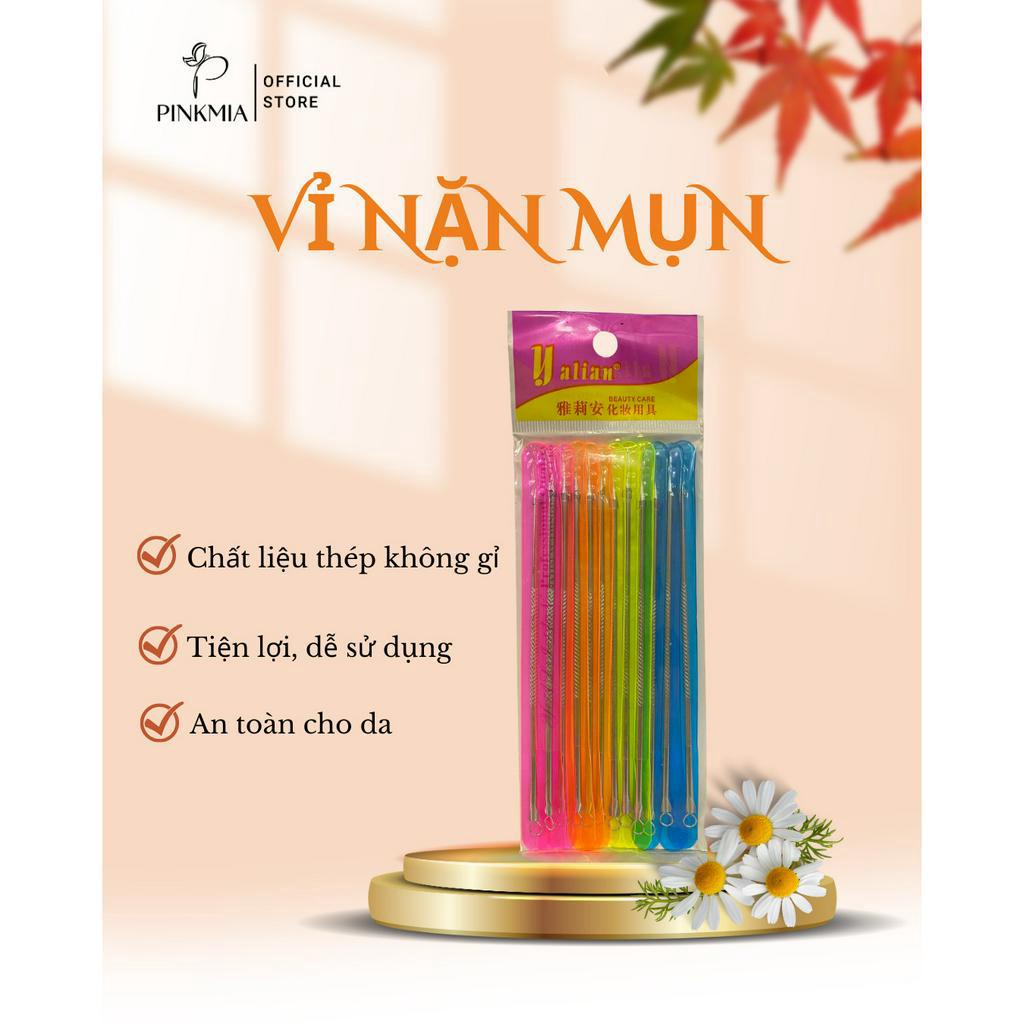Bán sỉ Que nặn mụn đầu đen - Cây nặn mụn inox cao cấp (Vỉ 12 que loại dài)