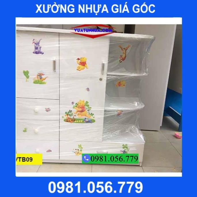 Tủ nhựa đựng quần áo cho bé 2 cánh nhiều ngăn kéo VTB09
