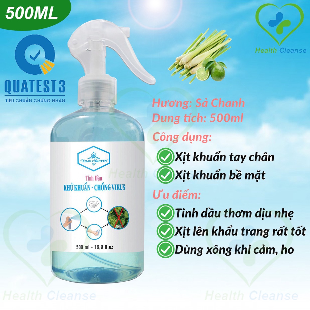 Bình xịt khuẩn chứa tinh dầu sả chanh THẢO NGUYÊN 500ml