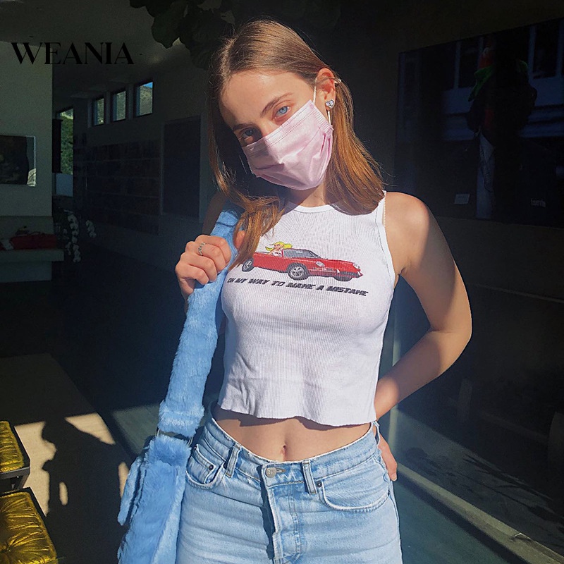 Áo Tank Top Hoạ Tiết In Thiết Kế Đơn Giản Hợp Thời Trang