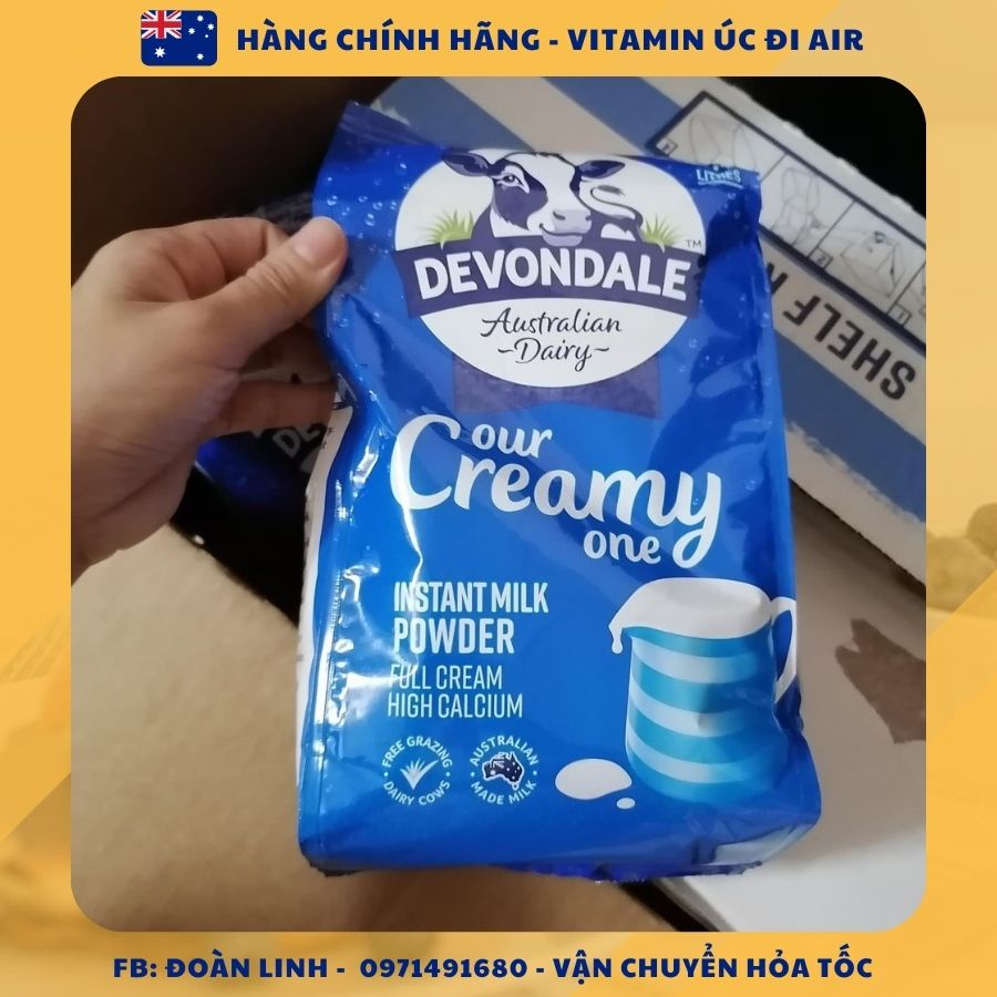 Devondale sữa bột nguyên kem túi 1kg, Hàng chuẩn úc đi air, Sữa bột Devondale Úc nguyên kem 1kg