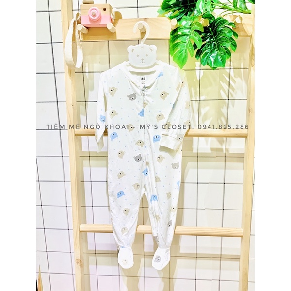 Body sleepsuit cotton H&M liền tất cho bé trai và gái xuất xịn