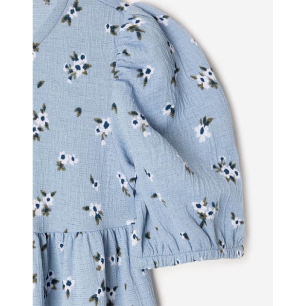 Váy Hè Bé Gái Tay Bồng Hoa Nhí Xanh