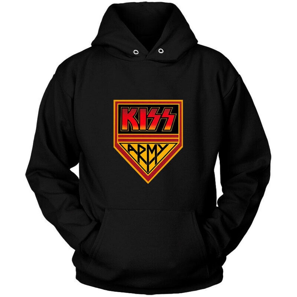 Áo Khoác Hoodie In Logo Kiss Kiểu Quân Đội Mỹ Cá Tính Cho Nam Và Nữ