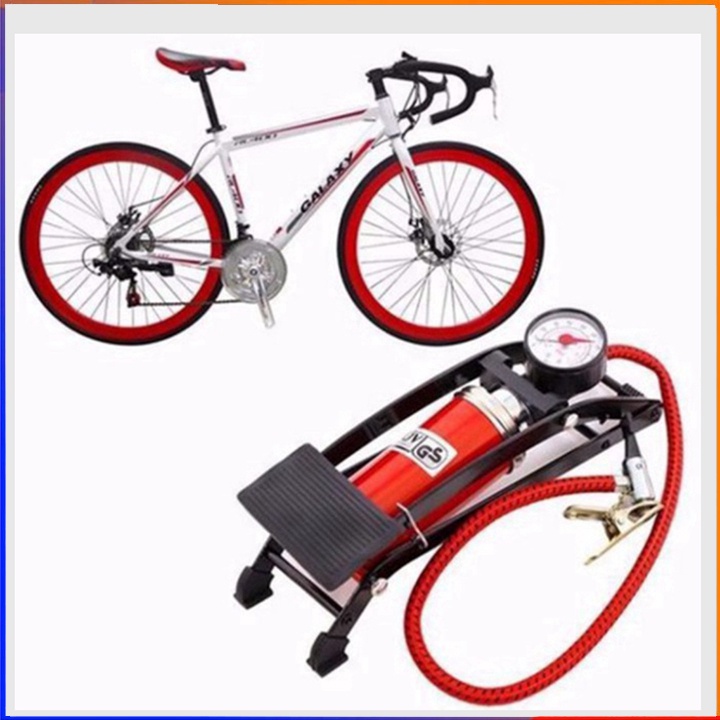 Bơm đạp chân mini dùng cho xe đạp, xe máy, ô tô